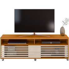 Rack Bancada Foz 2 Portas Rodízios TV até 75 Polegadas  Cinamomo/Off White