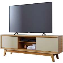 Rack Bancada Mundi 2 Portas para Tv de 75" Polegadas Cumaru/Opala
