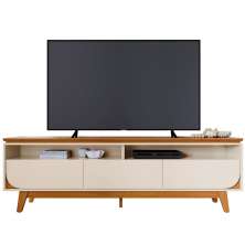 Rack Bancada Serena 3 Gavetas Para Tv de 75" Polegadas Cinamomo/Off White
