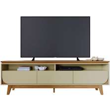 Rack Bancada Serena 3 Gavetas Para Tv de 75" Polegadas Cumaru/Opala