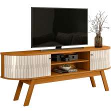 Rack Bancada Venezza 2 Portas Para Tv de 75" Polegadas Cinamomo/Off White