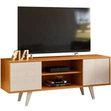 Rack Bancada para Tv 55" com 2 Portas e 1 Prateleira Líbano Cinamomo/Off White