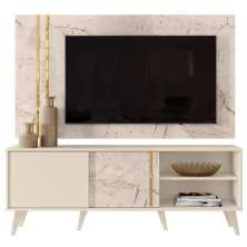 Rack Com Painel Para TV 65 Polegadas 7131 Calacata Off White Madetec