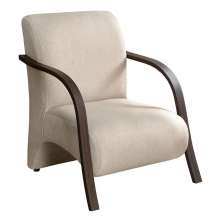 Kit 5 Poltronas Para Sala de Espera Recepção Bege Em Courino Com Braços de Madeira Decorativa Confortável Até 120 kg - PCM