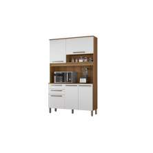 Kit Armário De Cozinha Compacta Branco Multiuso Espaçoso Com 5 Portas 2 Gavetas 1,20 Luxo Pm