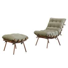 Poltrona e Puff M06 Mais Decor Cobre/Linho Bege