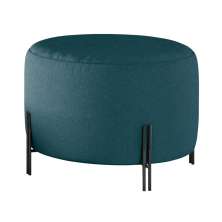 Puff Girassol Mais Decor Preto/Linho Jeans Azul