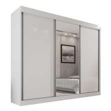 Guarda Roupa Casal 100% Mdf 3 Portas De Correr 6 Gavetas Com Espelho Central Fênix - Mais Móveis  Neve