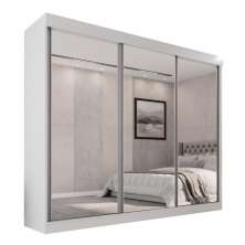 Guarda Roupa Casal 100% Mdf 3 Portas De Correr Com 3 Espelhos 6 Gavetas Fênix - Mais Móveis  Neve