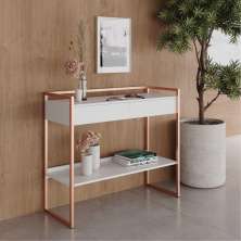 Aparador Bancada Buffet Industrial - Branco/Cobre