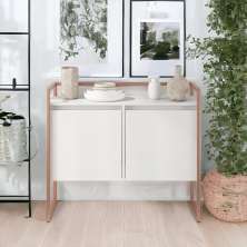 Aparador Buffet 2 Portas Industrial Roma - Branco Cobre
