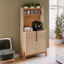 Aparador Café 2 Portas e 2 Gavetas Durbin Off White Cedro