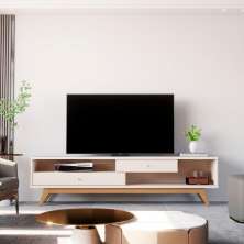 Bancada Para TV 75 Polegadas 1 Gaveta Tebas Off White