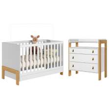Berço Mini Cama e Cômoda Mendoza Branco Acetinado