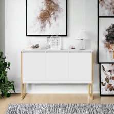 Buffet Aparador com 3 Portas Miami Branco Dourado