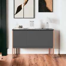 Buffet Aparador com 3 Portas Miami Preto Cobre 