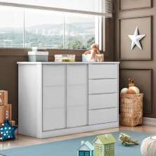 Cômoda 4 Gavetas e 1 Porta Atlanta Branco