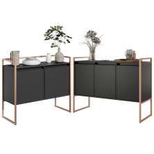 Conjunto Aparador Industrial 2 e 3 portas Preto Cobre