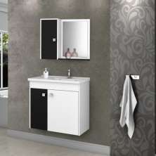Conjunto Gabinete e Espelheira Colmar Branco Preto Fosco 