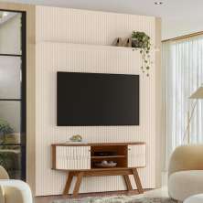 Conjunto Painel e Rack Ironspire Naturale Off White