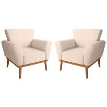 Conjunto Poltrona Decorativa Balneária Linha Bege