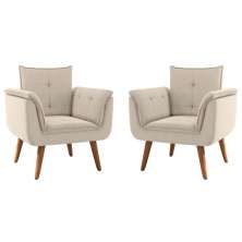 Conjunto Poltrona Decorativa Japeri Inca Areia
