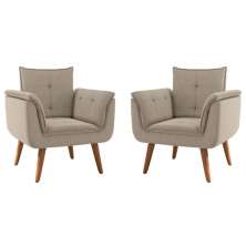 Conjunto Poltrona Decorativa Japeri Inca Castor