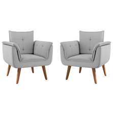 Conjunto Poltrona Decorativa Japeri Linha Cinza