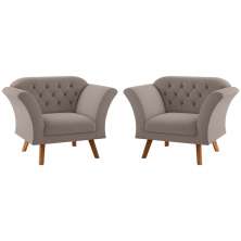 Conjunto Poltrona Decorativa Roseira Inca Sépia 