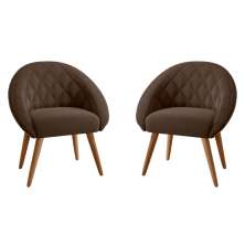 Conjunto Poltrona para Sala de Recepção Celina Inca Marrom