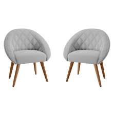 Conjunto Poltrona para Sala de Recepção Celina Linha Cinza