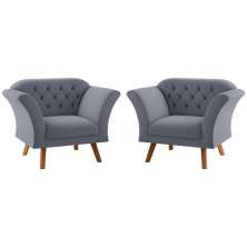 Conjunto Poltrona para Sala de Recepção Moreira Inca Chumbo