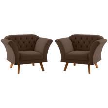 Conjunto Poltrona para Sala de Recepção Moreira Inca Marrom