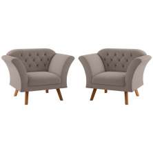 Conjunto Poltrona para Sala de Recepção Moreira Inca Sépia