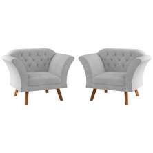 Conjunto Poltrona para Sala de Recepção Moreira Linha Cinza