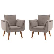 Conjunto Poltrona para Sala de Recepção Silveiras Inca Sépia 