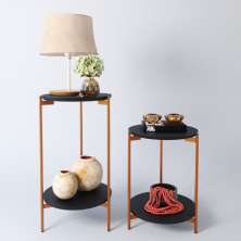 Conjunto de Mesa para Sala de Estar Cannes Preto Bronze