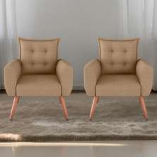 Conjunto de Poltronas Decorativas Atlas Linho Areia