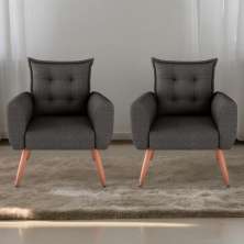 Conjunto de Poltronas Decorativas Atlas Linho Chumbo