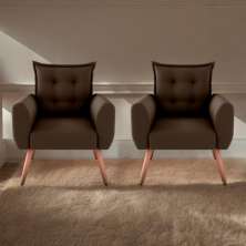 Conjunto de Poltronas Decorativas Atlas Suede Marrom