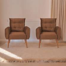 Conjunto de Poltronas Decorativas Atlas Veludo Ferrugem