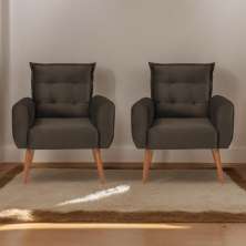 Conjunto de Poltronas Decorativas Atlas Veludo Marrom