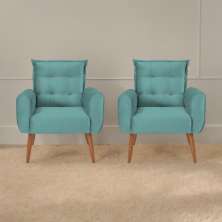 Conjunto de Poltronas Decorativas Atlas Veludo Verde Menta