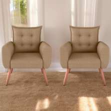 Conjunto de Poltronas Decorativas Lily Linho Areia