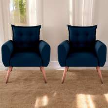 Conjunto de Poltronas Decorativas Lily Suede Azul