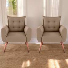 Conjunto de Poltronas Decorativas Lily Suede Bege