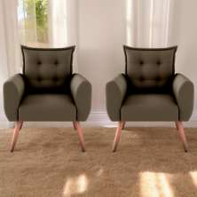 Conjunto de Poltronas Decorativas Lily Suede Cappuccino