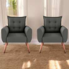 Conjunto de Poltronas Decorativas Lily Suede Cinza
