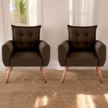 Conjunto de Poltronas Decorativas Lily Suede Marrom