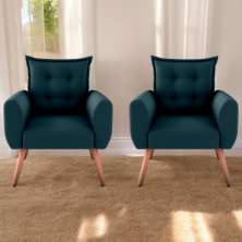 Conjunto de Poltronas Decorativas Lily Suede Petróleo